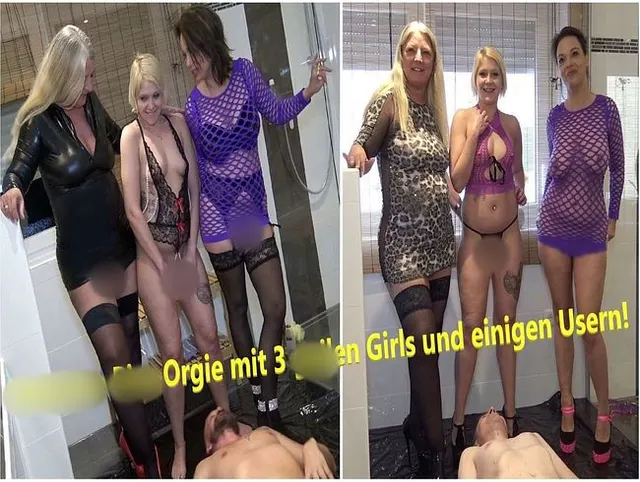 Versaute Piss-Orgie mit 3 geilen Girls und einigen Usern!