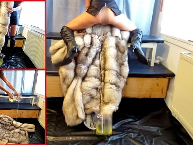 2 Liter-Piss über Pelzmantel-Rutsche in Sektkühler