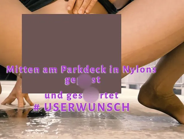Pissen am Parkdeck in Nylons