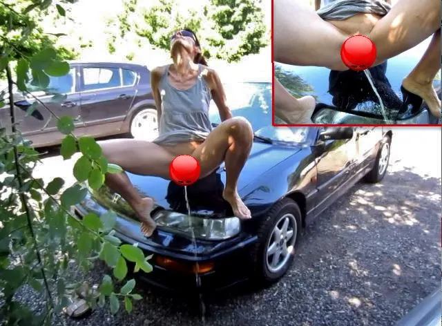 Motorhaube-Piss am Parkplatz