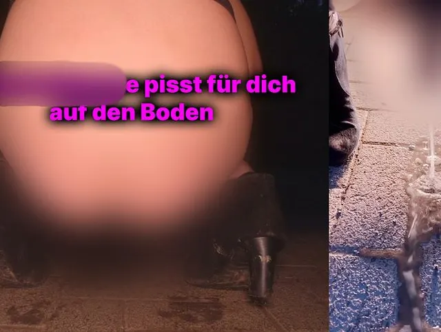 Sissyschlampe pisst in Grillhütte auf den Boden mit Analplug und 2 Kameras