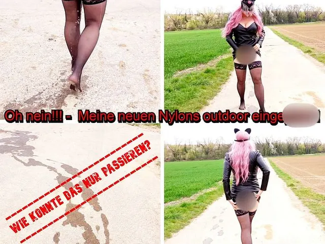 Wie konnte das passieren?  Meine neuen Nylons outdoor eingepisst !