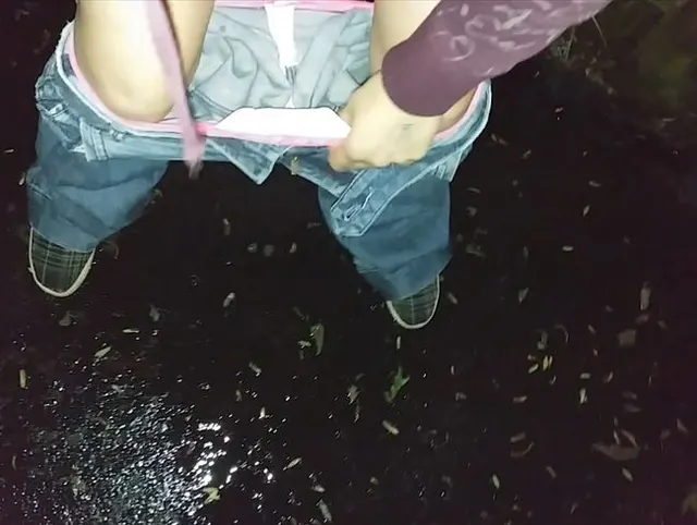 Peeing Outdoors in the Parking Lot of a Strip Club!