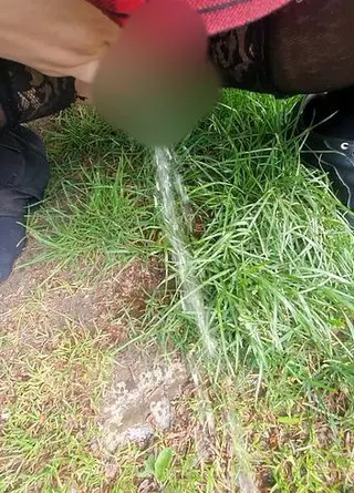 Ich habe mitten auf den Feldweg gepisst