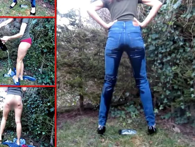Piss in Levis Hypersculpt + Pumps outdoor