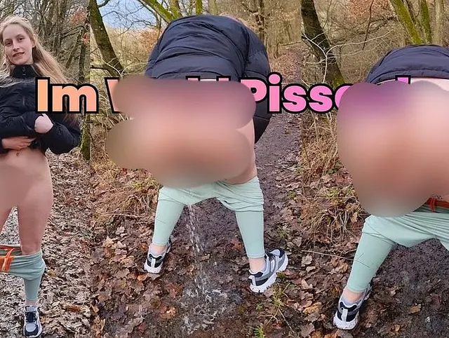 Ich pisse im Wald auf den Boden, wische meine Muschi ab und werfe das Tuch weg!