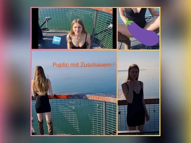 Public ! Natursekt Auf dem Ausichtsturm am Bodensee mit Zuschauern